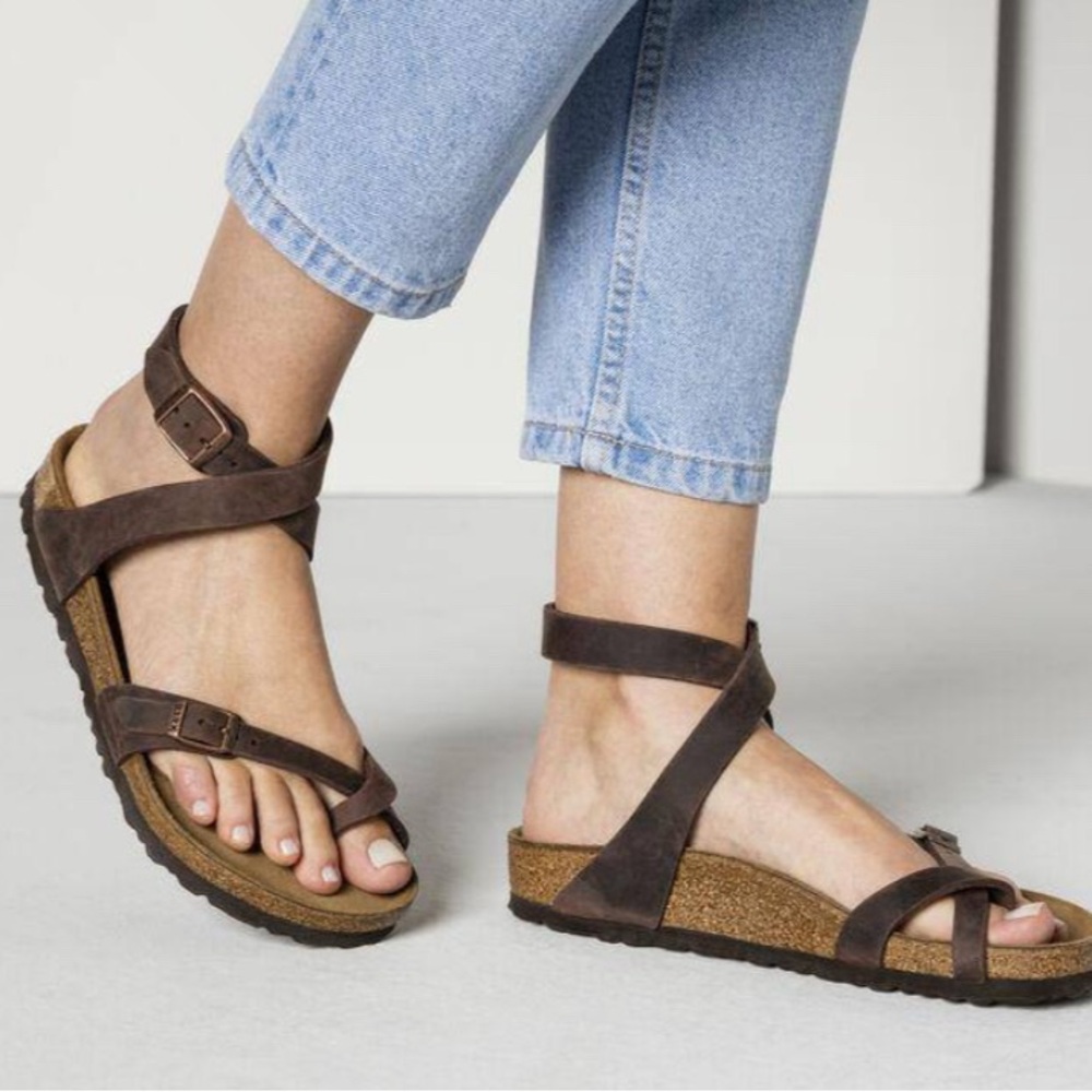Birkenstock Women's Brown Leather Wrap Sandals